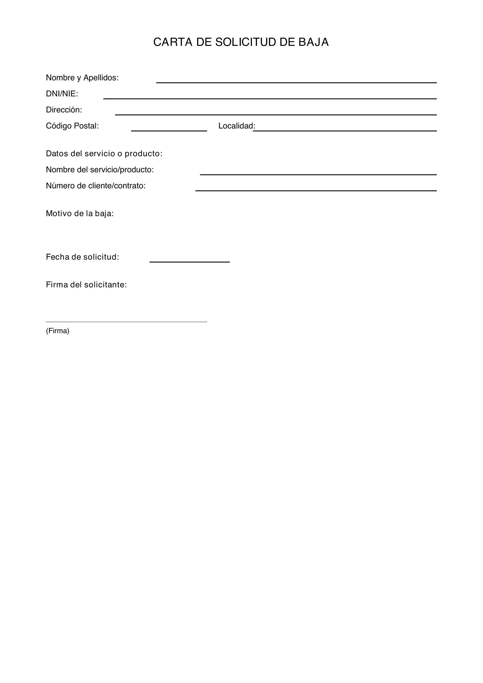 Carta De Solicitud De Baja